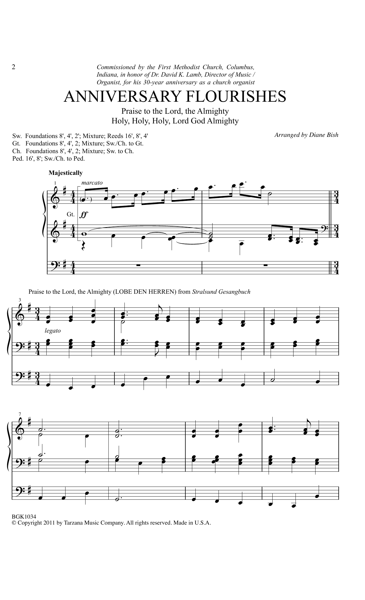 Download Diane Bish Anniversary Flourishes Sheet Music and learn how to play Organ PDF digital score in minutes