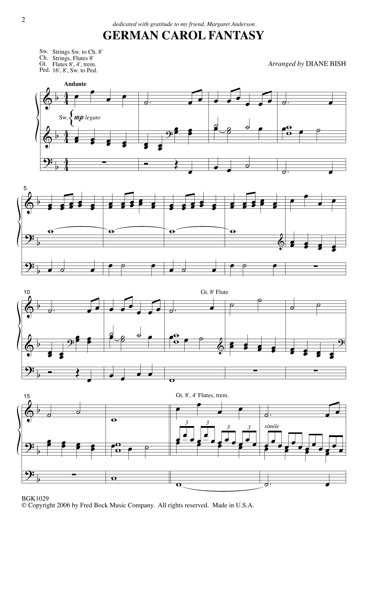 Download Diane Bish German Carol Fantasy Sheet Music and learn how to play Organ PDF digital score in minutes
