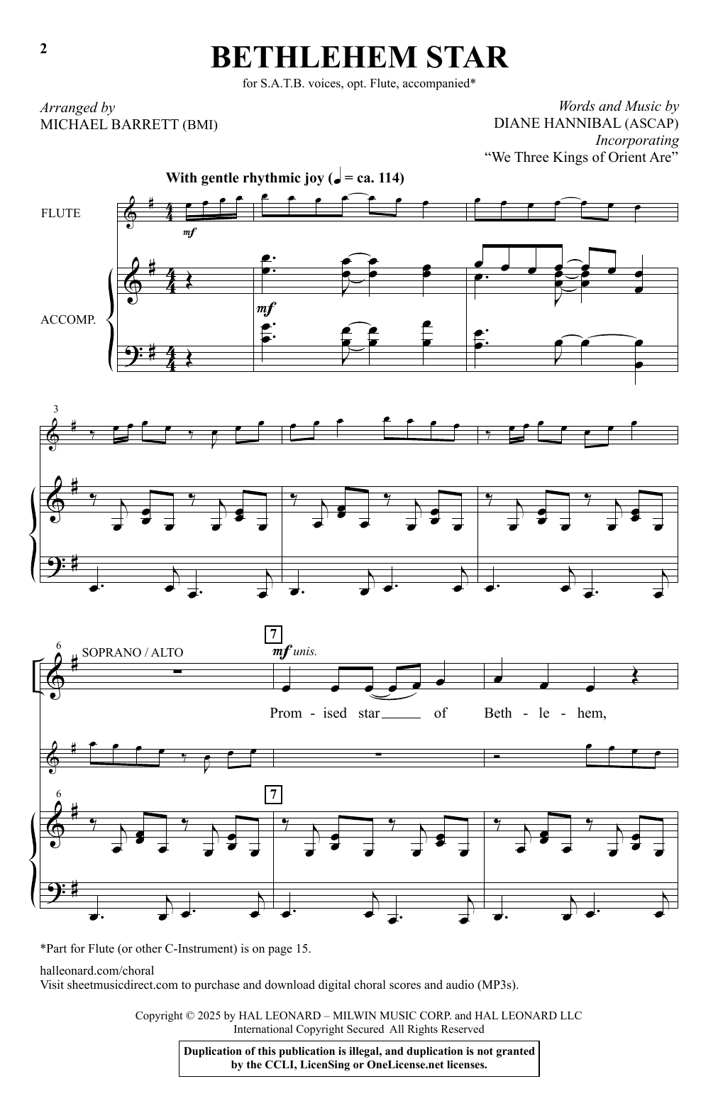 Download Diane Hannibal Bethlehem Star (arr. Michael Barrett) Sheet Music and learn how to play SATB Choir PDF digital score in minutes