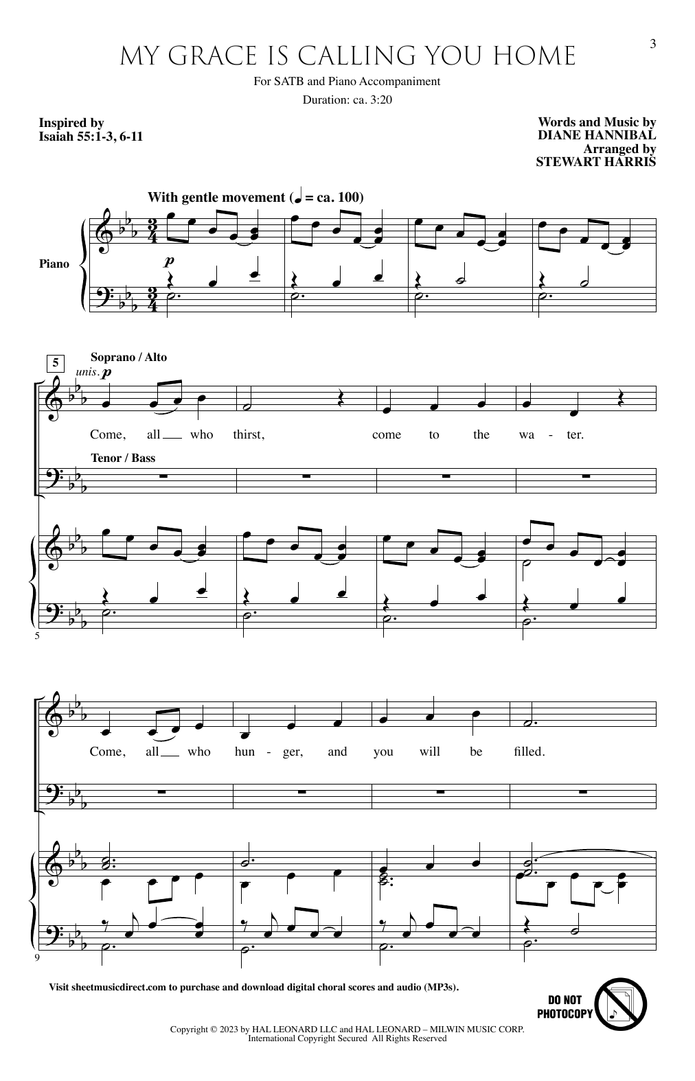 Download Diane Hannibal My Grace Is Calling You Home (arr. Stewart Harris) Sheet Music and learn how to play SATB Choir PDF digital score in minutes