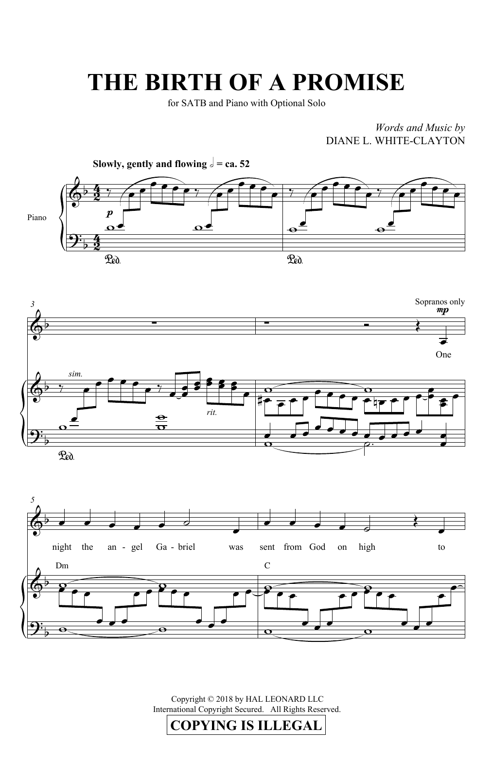 Download Diane White-Clayton The Birth Of A Promise Sheet Music and learn how to play SATB Choir PDF digital score in minutes