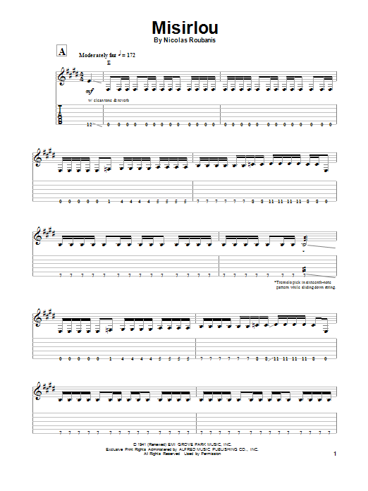 Download Dick Dale Misirlou Sheet Music and learn how to play Guitar Tab PDF digital score in minutes