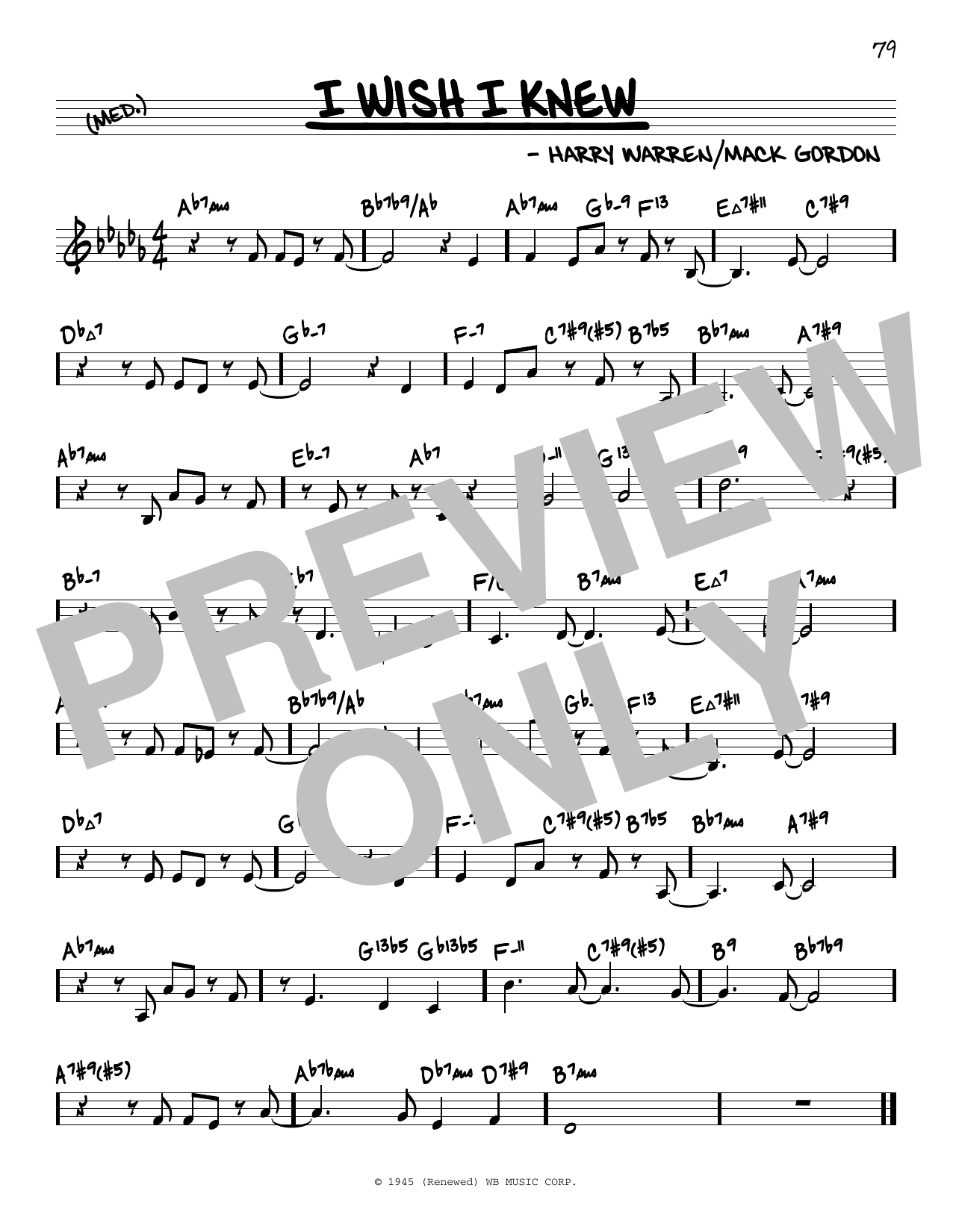 Download Dick Haymes I Wish I Knew (arr. David Hazeltine) Sheet Music and learn how to play Real Book – Enhanced Chords PDF digital score in minutes