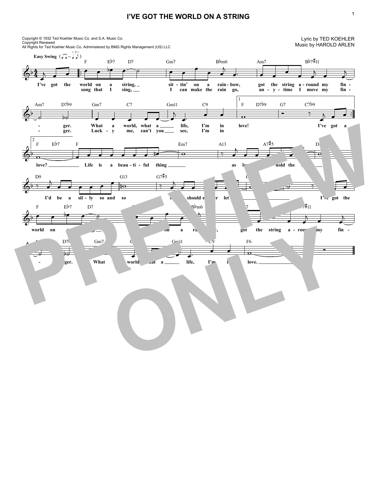 Download Dick Hyman I've Got The World On A String Sheet Music and learn how to play Lead Sheet / Fake Book PDF digital score in minutes