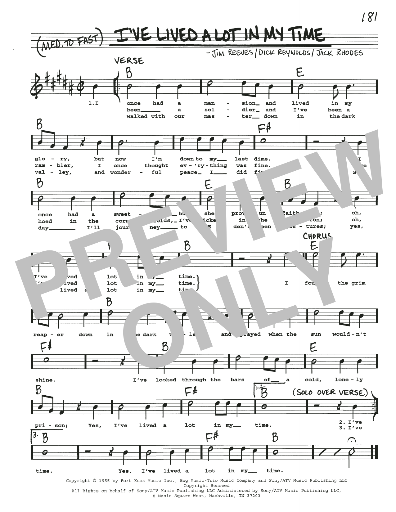 Download Dick Reynolds I've Lived A Lot In My Time Sheet Music and learn how to play Real Book – Melody, Lyrics & Chords PDF digital score in minutes