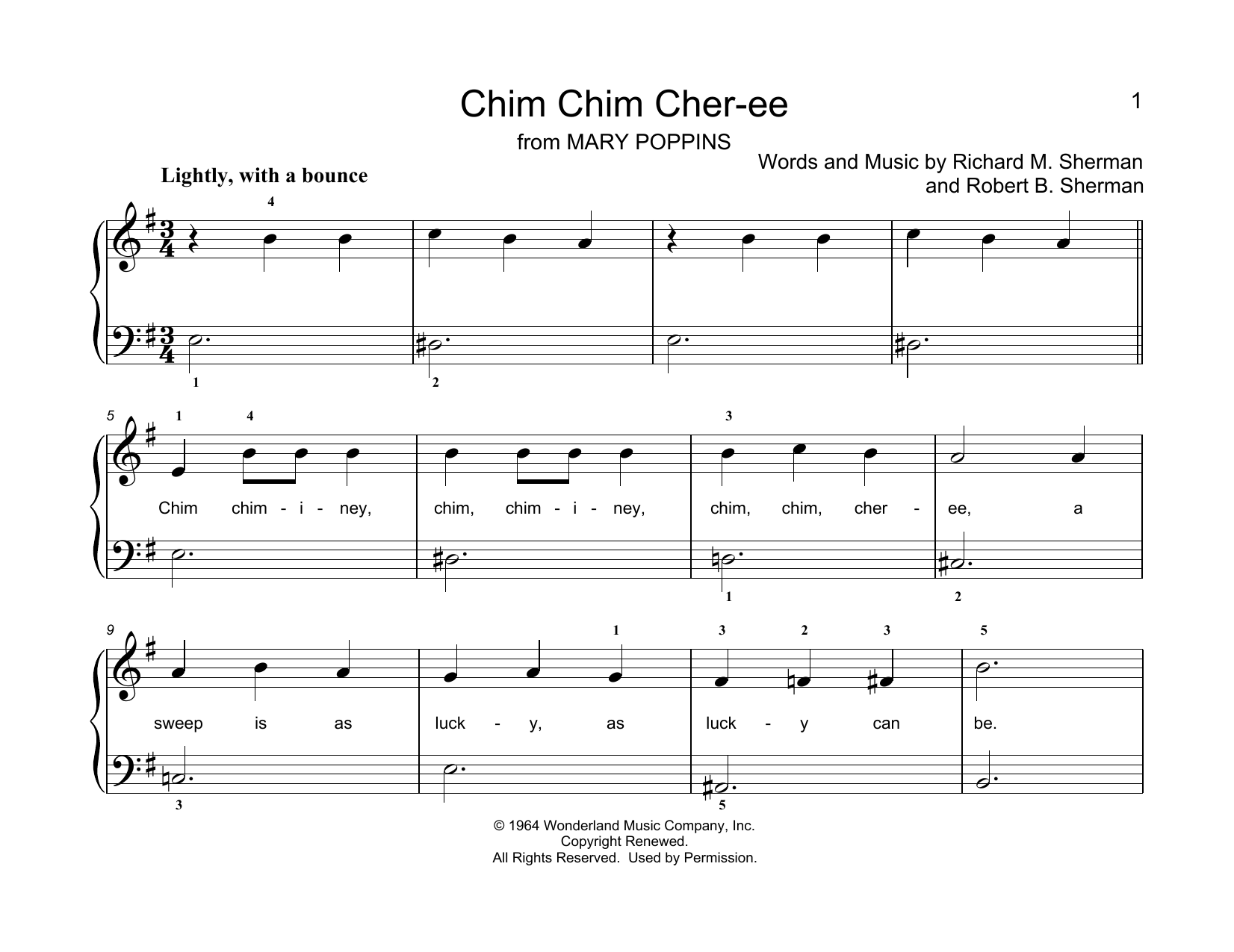 Download Sherman Brothers Chim Chim Cher-ee (from Mary Poppins) (arr. Christopher Hussey) Sheet Music and learn how to play Educational Piano PDF digital score in minutes