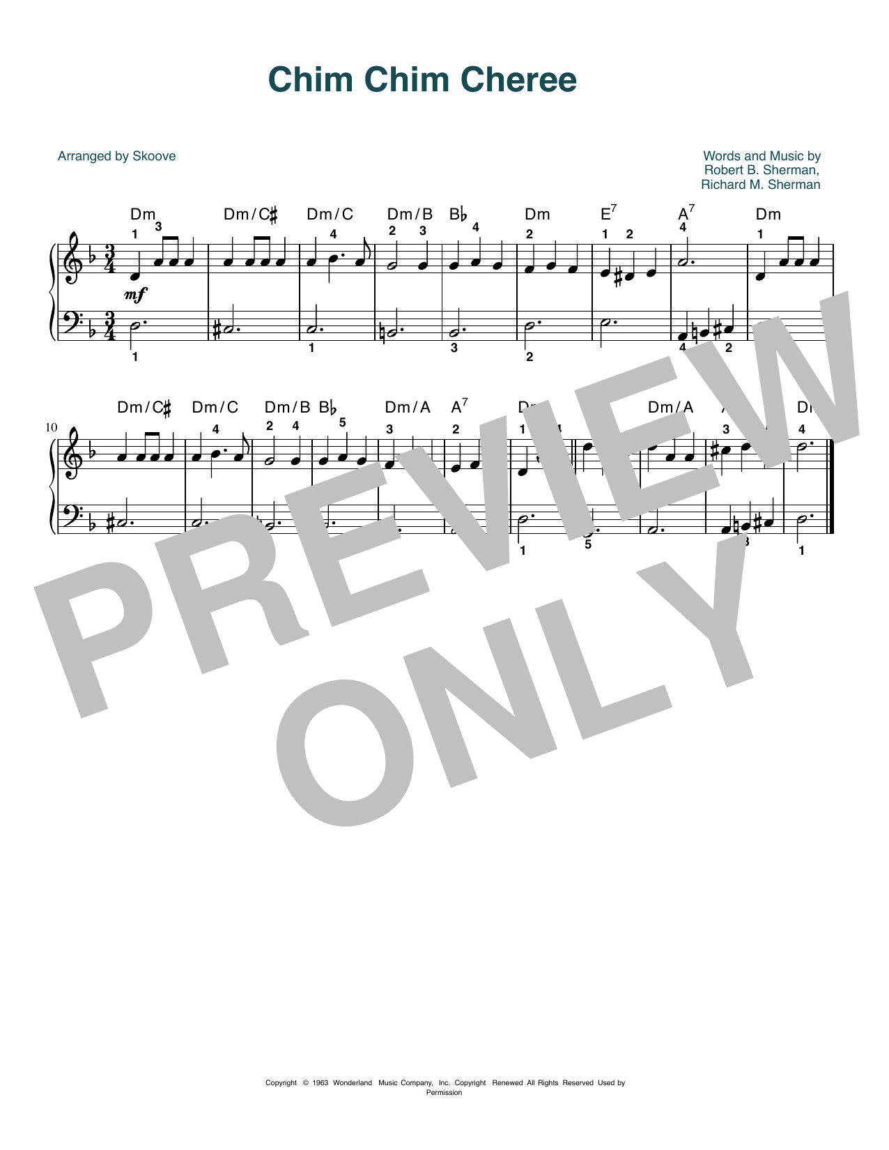Download Dick Van Dyke Chim Chim Cher-ee (from Mary Poppins) (arr. Skoove) Sheet Music and learn how to play Easy Piano PDF digital score in minutes