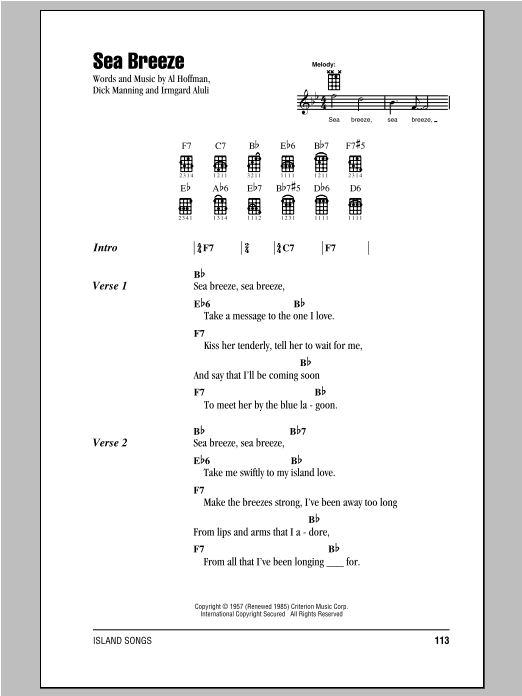 Dick Manning Sea Breeze Sheet Music Notes Download Printable Pdf Score