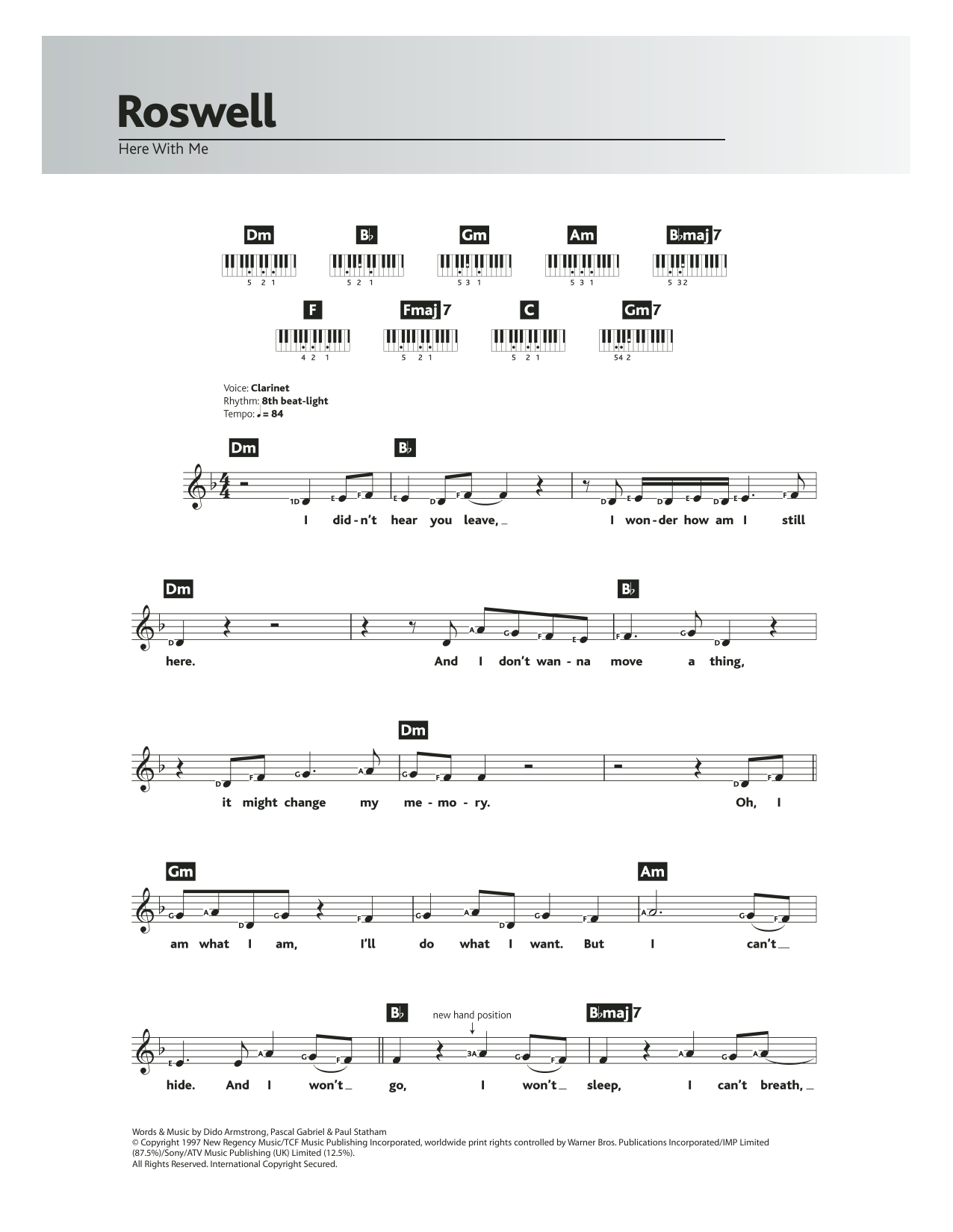 Download Dido Armstrong Here With Me (Theme from Roswell) Sheet Music and learn how to play Keyboard PDF digital score in minutes