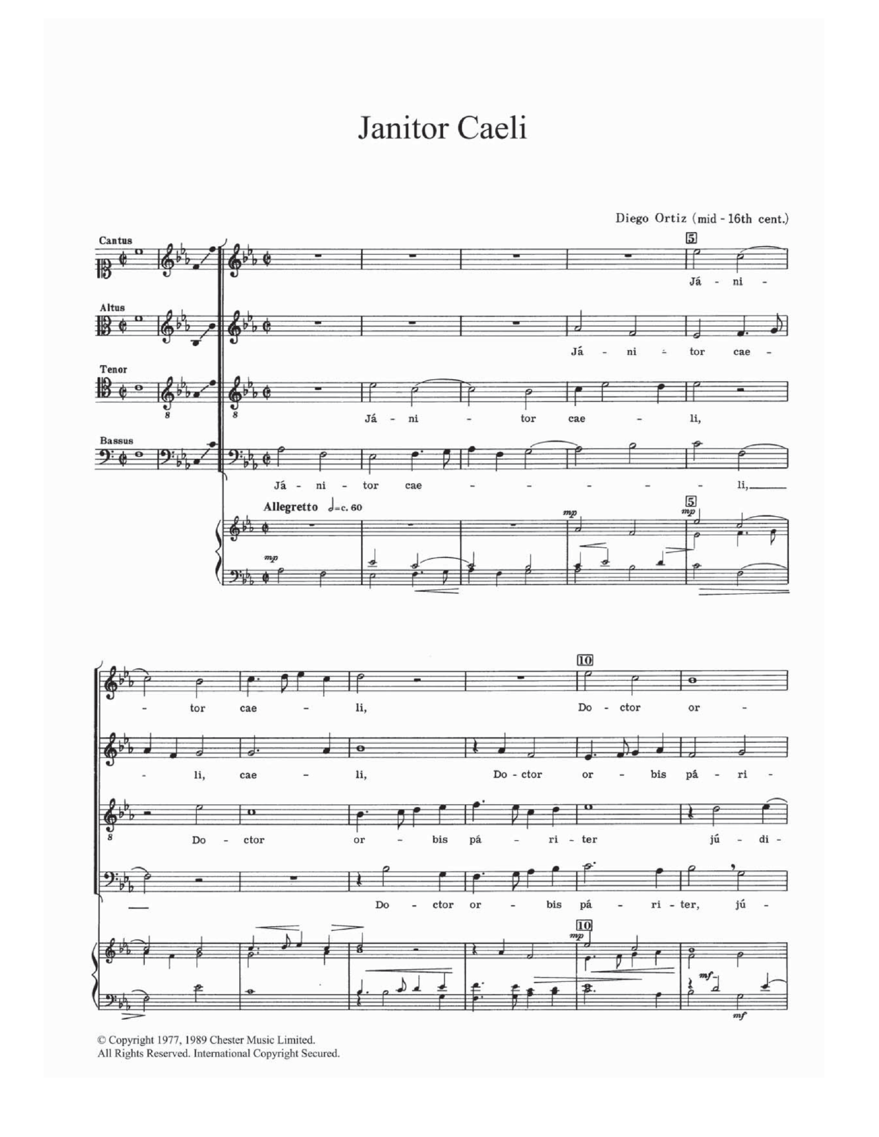 Download Diego Ortiz Janitor Caeli Sheet Music and learn how to play SATB PDF digital score in minutes