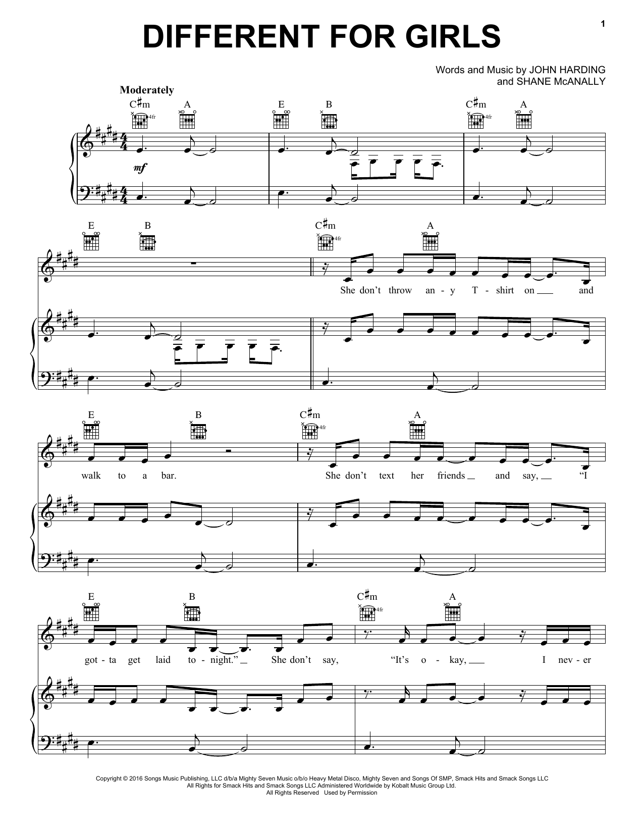 Download Dierks Bentley Different For Girls (feat. Elle King) Sheet Music and learn how to play Piano, Vocal & Guitar (Right-Hand Melody) PDF digital score in minutes