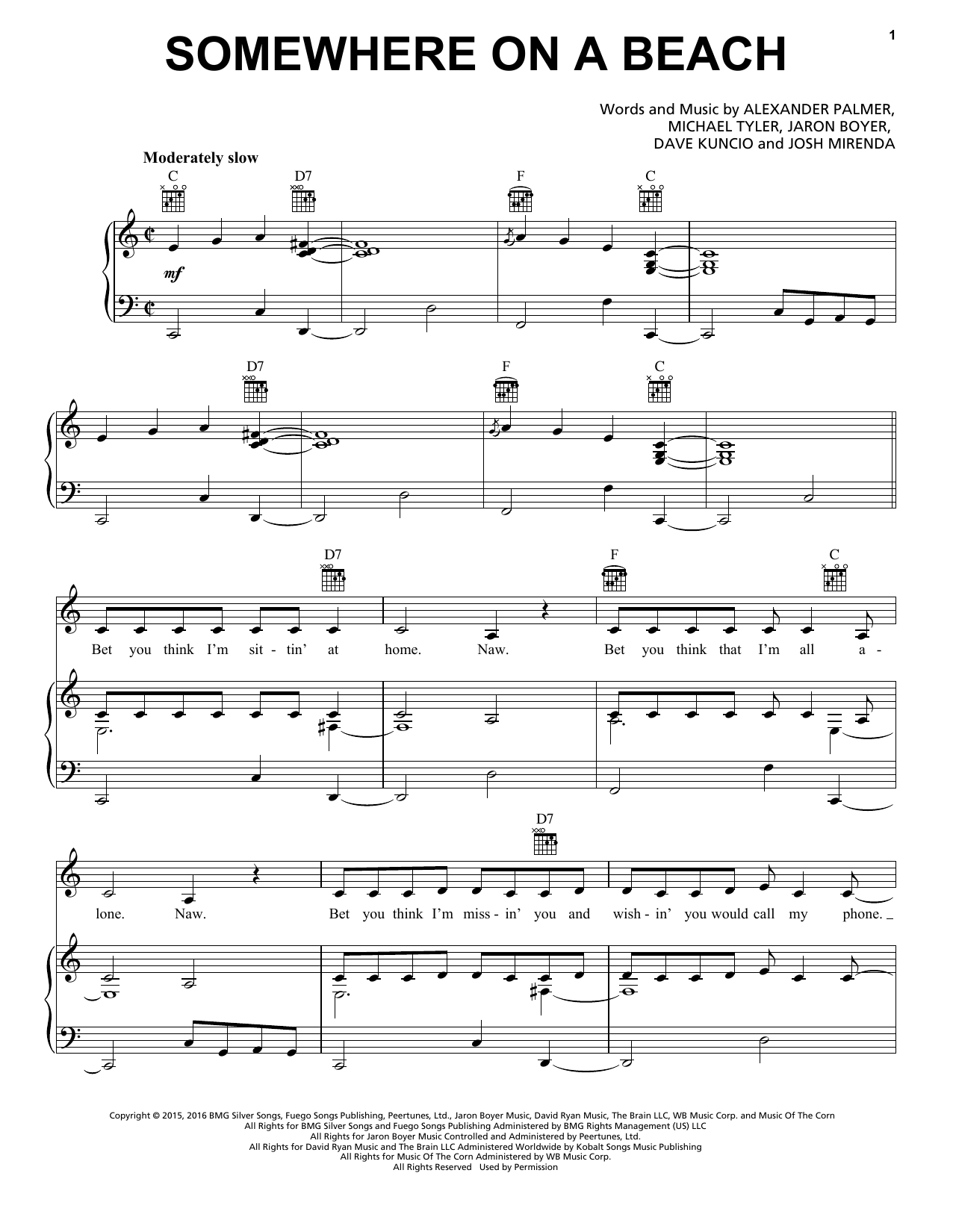 Download Dierks Bentley Somewhere On A Beach Sheet Music and learn how to play Easy Piano PDF digital score in minutes