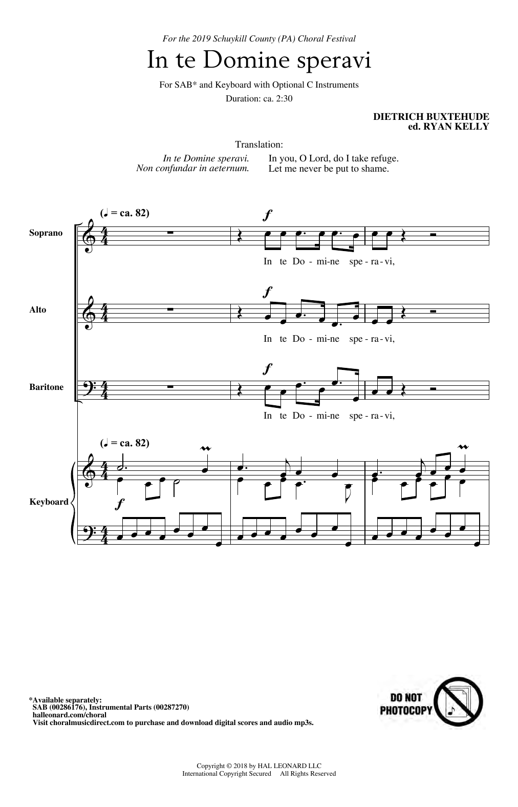 Download Dietrich Buxtehude In Te Domine Speravi (ed. Ryan Kelly) Sheet Music and learn how to play SAB Choir PDF digital score in minutes
