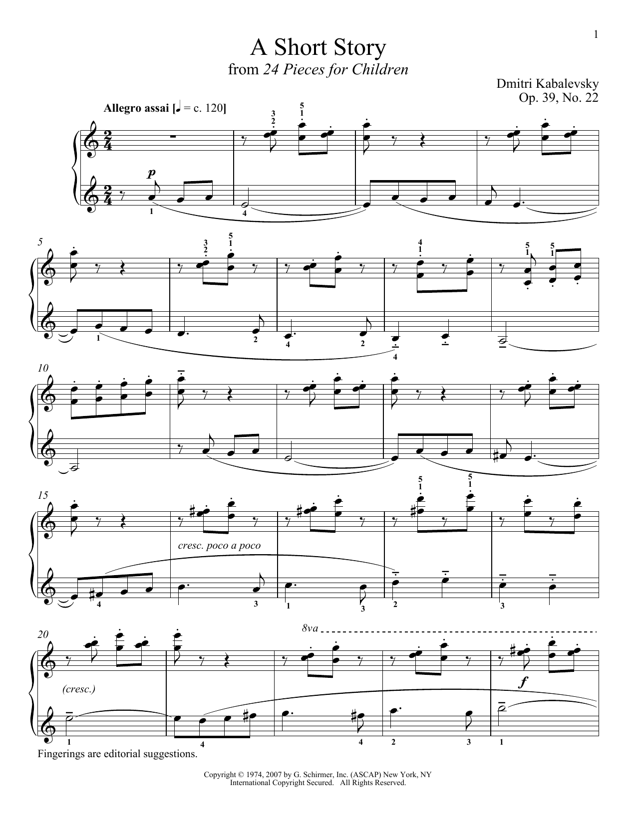 Download Dmitry Kabalevsky A Short Story Sheet Music and learn how to play Piano PDF digital score in minutes
