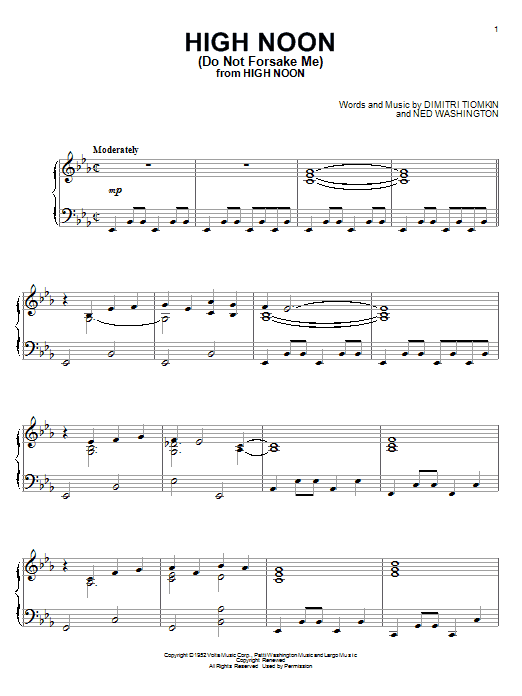 Download Dimitri Tiomkin High Noon (Do Not Forsake Me) Sheet Music and learn how to play Piano PDF digital score in minutes