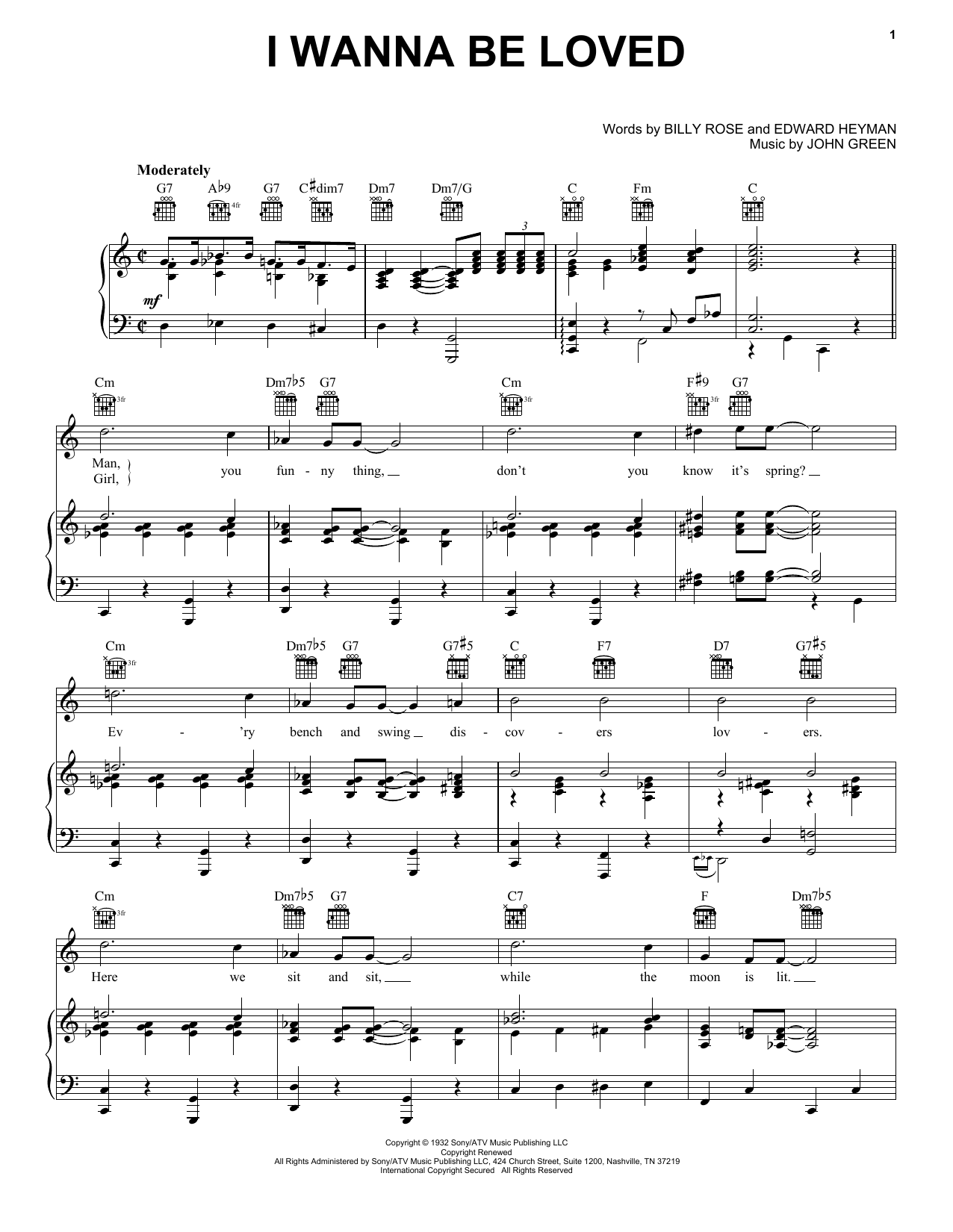 Download Dinah Washington I Wanna Be Loved Sheet Music and learn how to play Piano, Vocal & Guitar (Right-Hand Melody) PDF digital score in minutes