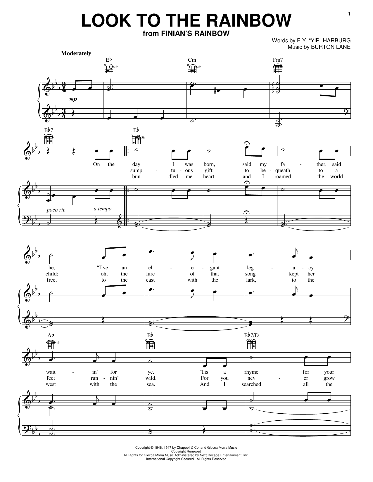 Download Dinah Washington Look To The Rainbow Sheet Music and learn how to play Piano, Vocal & Guitar (Right-Hand Melody) PDF digital score in minutes