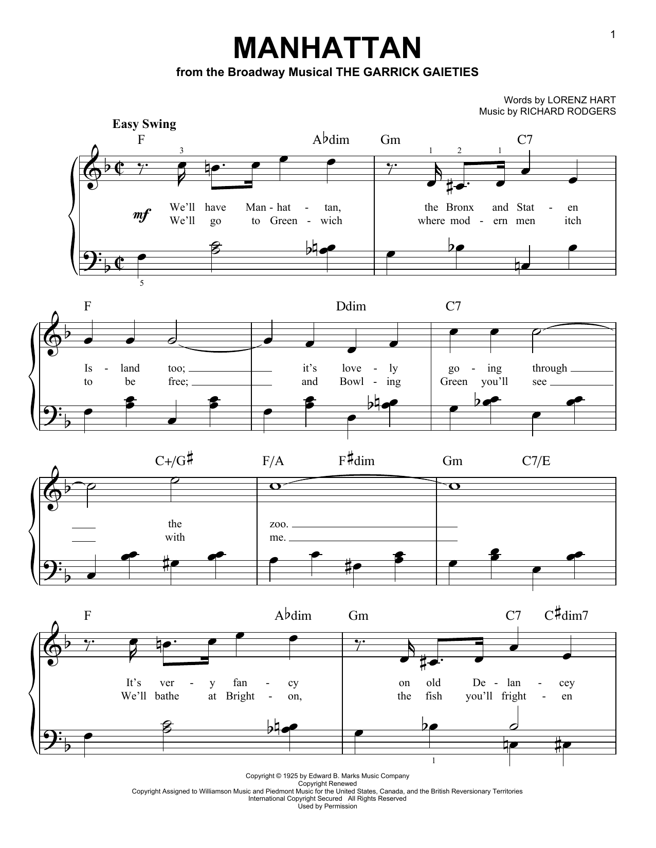 Download Dinah Washington Manhattan Sheet Music and learn how to play Easy Piano PDF digital score in minutes
