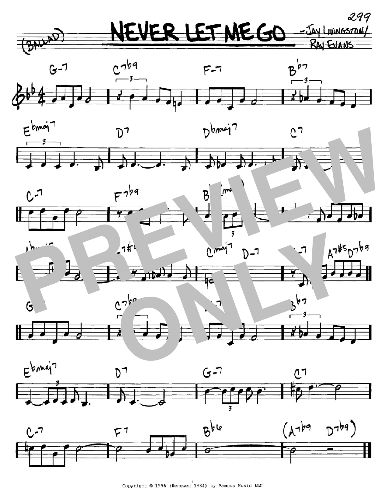 Download Dinah Washington Never Let Me Go Sheet Music and learn how to play Real Book - Melody & Chords - C Instruments PDF digital score in minutes