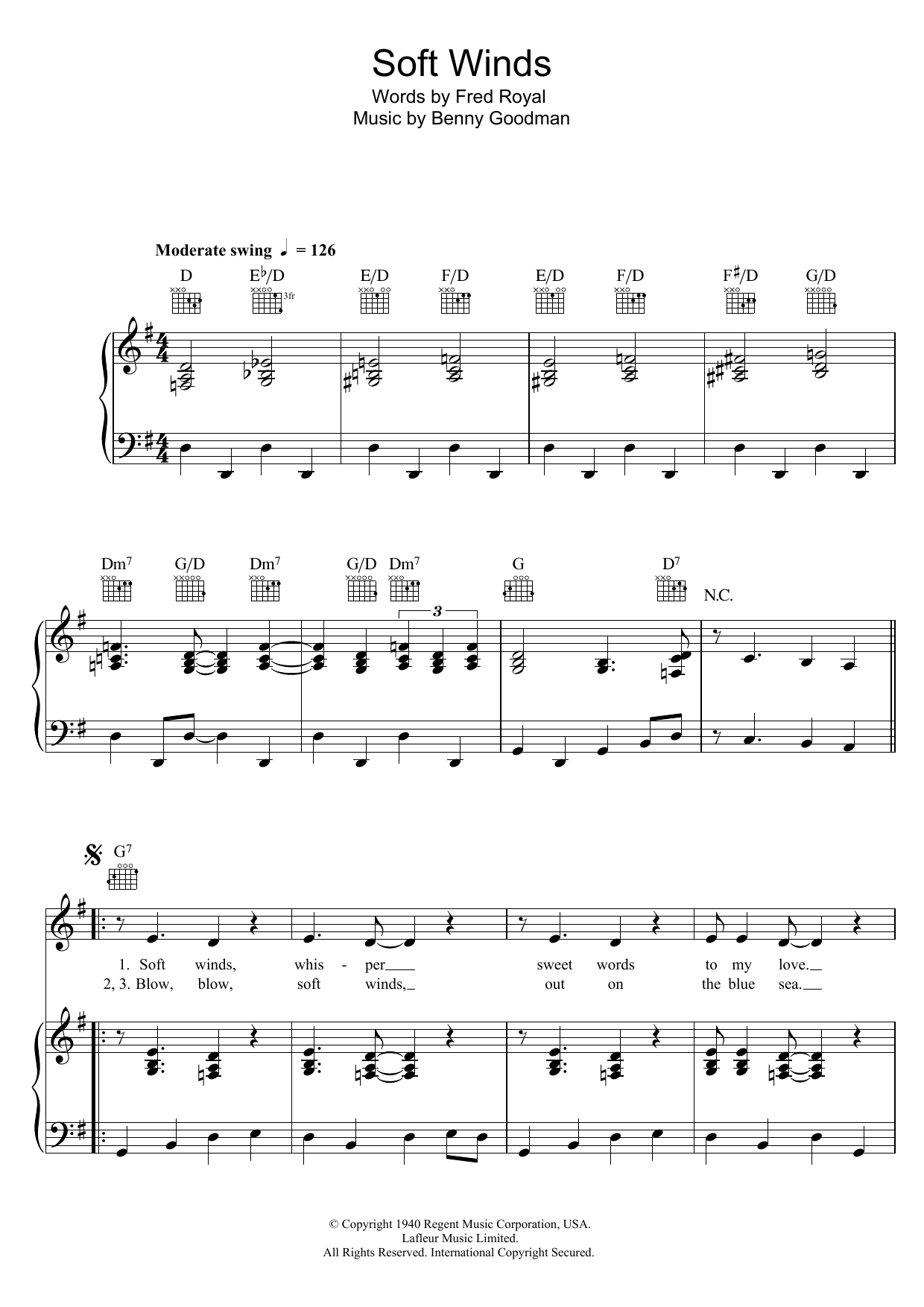 Download Dinah Washington Soft Winds Sheet Music and learn how to play Piano, Vocal & Guitar (Right-Hand Melody) PDF digital score in minutes