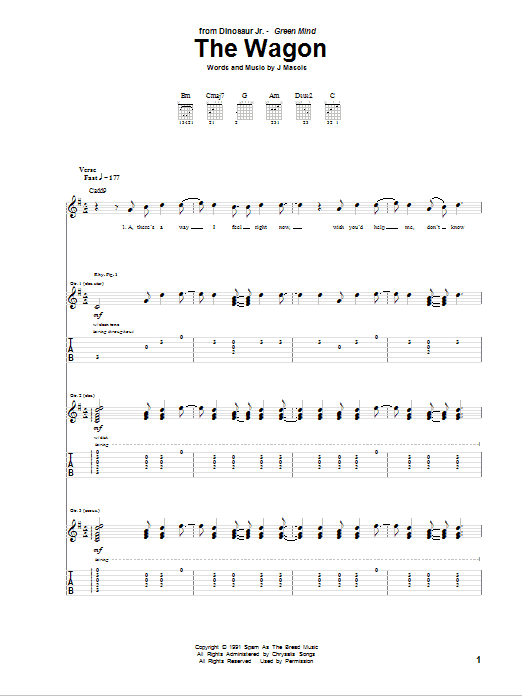 Download Dinosaur Jr. The Wagon Sheet Music and learn how to play Guitar Tab PDF digital score in minutes