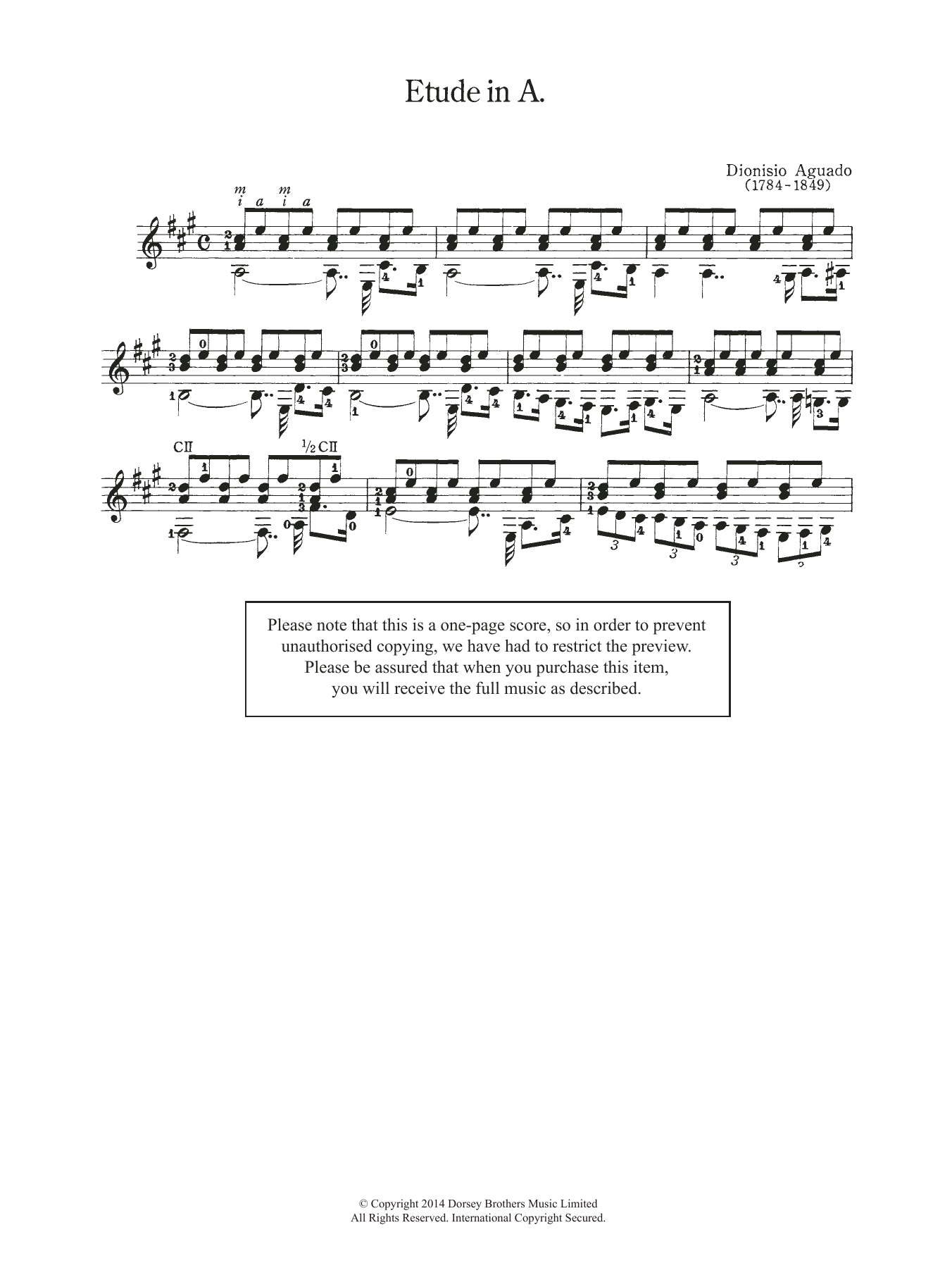 Download Dionisio Aguado Etude In A Sheet Music and learn how to play Guitar PDF digital score in minutes