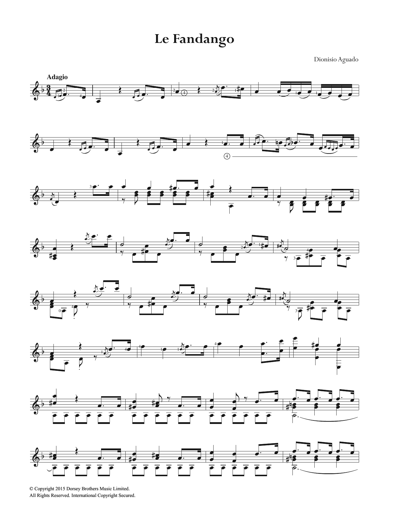 Download Dionisio Aguado Le Fandango Sheet Music and learn how to play Guitar PDF digital score in minutes