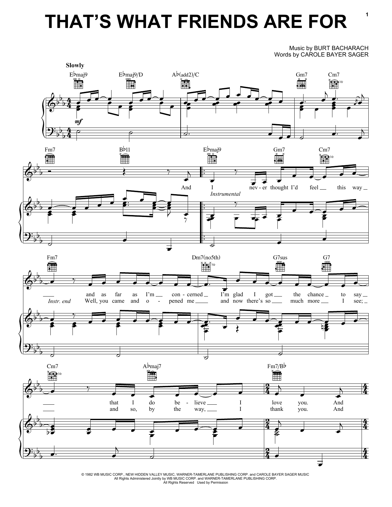 Download Dionne & Friends That's What Friends Are For Sheet Music and learn how to play Very Easy Piano PDF digital score in minutes