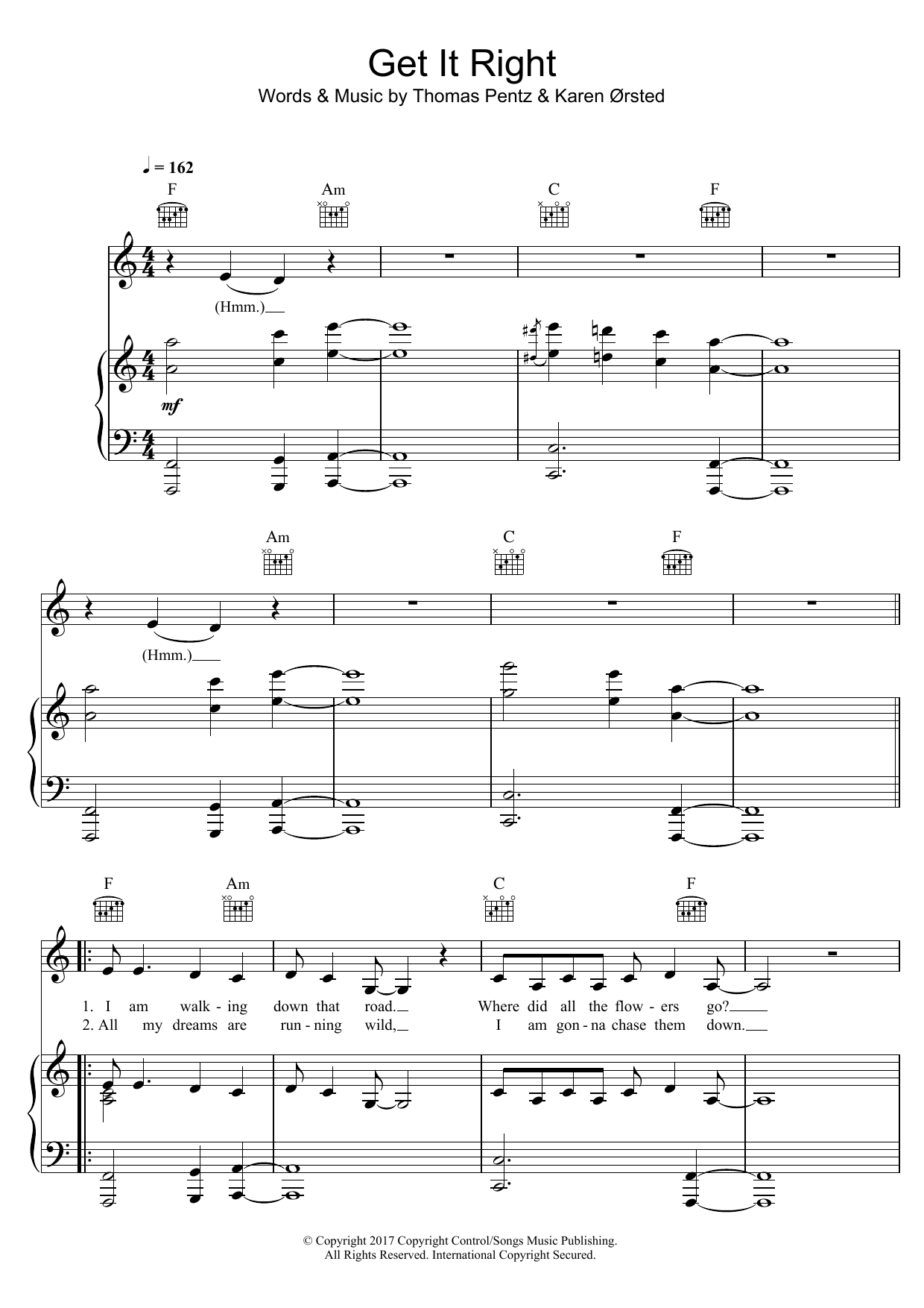 Download Diplo Get It Right (feat. MØ) Sheet Music and learn how to play Piano, Vocal & Guitar (Right-Hand Melody) PDF digital score in minutes