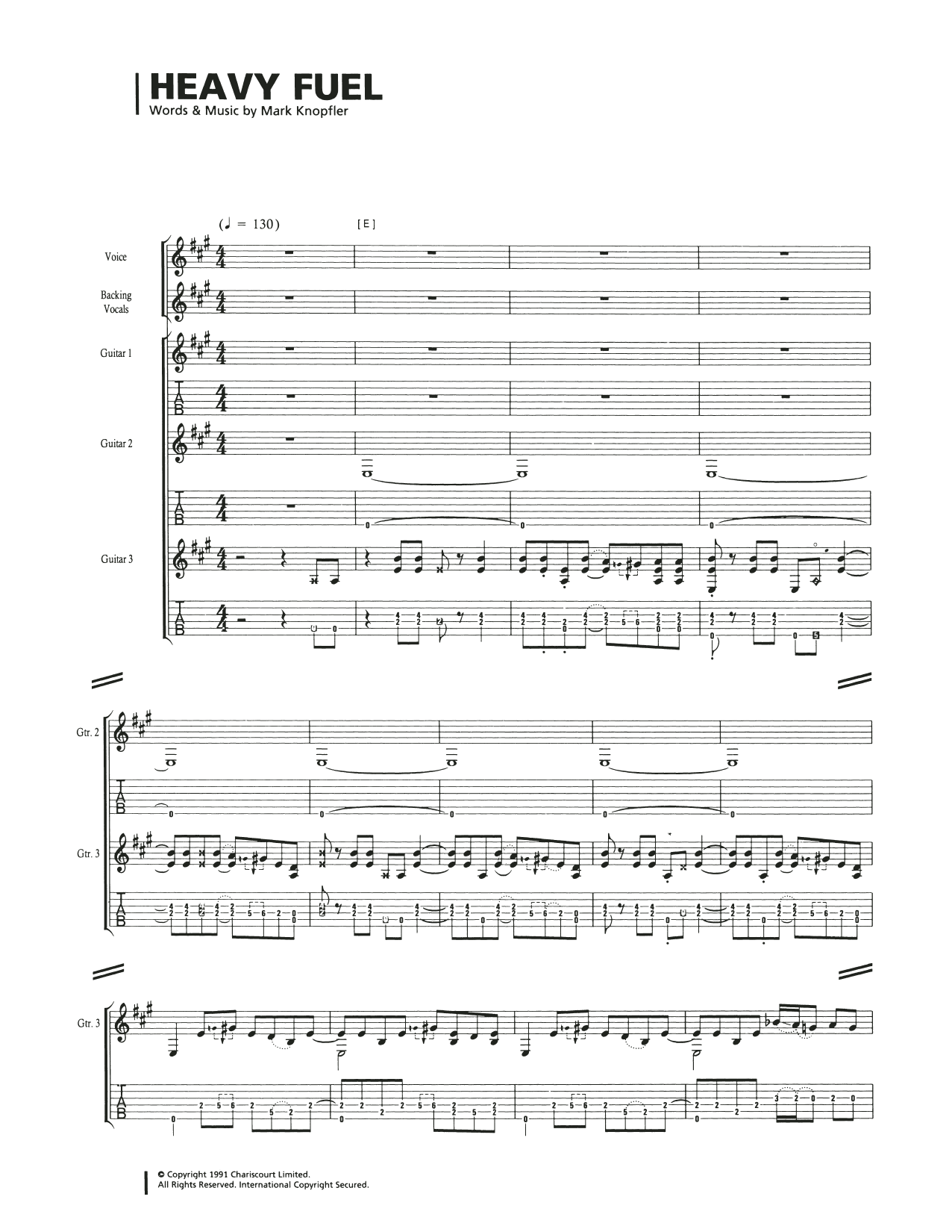 Download Dire Straits Heavy Fuel Sheet Music and learn how to play Lyrics & Chords PDF digital score in minutes