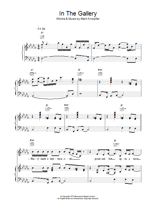 Download Dire Straits In The Gallery Sheet Music and learn how to play Lyrics & Chords PDF digital score in minutes