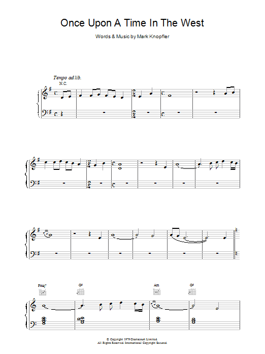 Download Dire Straits Once Upon A Time In The West Sheet Music and learn how to play Lyrics & Chords PDF digital score in minutes