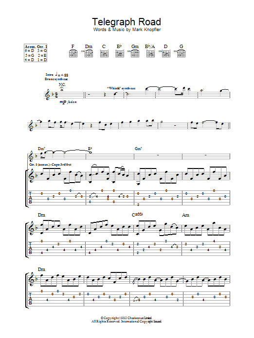 Download Dire Straits Telegraph Road Sheet Music and learn how to play Guitar Tab PDF digital score in minutes