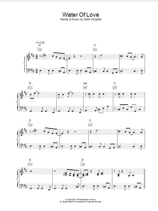 Download Dire Straits Water Of Love Sheet Music and learn how to play Lyrics & Chords PDF digital score in minutes