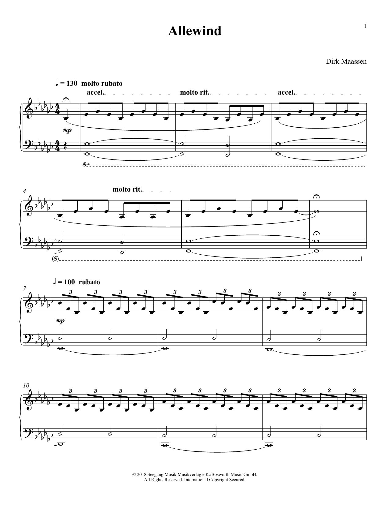 Download Dirk Maassen Allewind Sheet Music and learn how to play Piano Solo PDF digital score in minutes