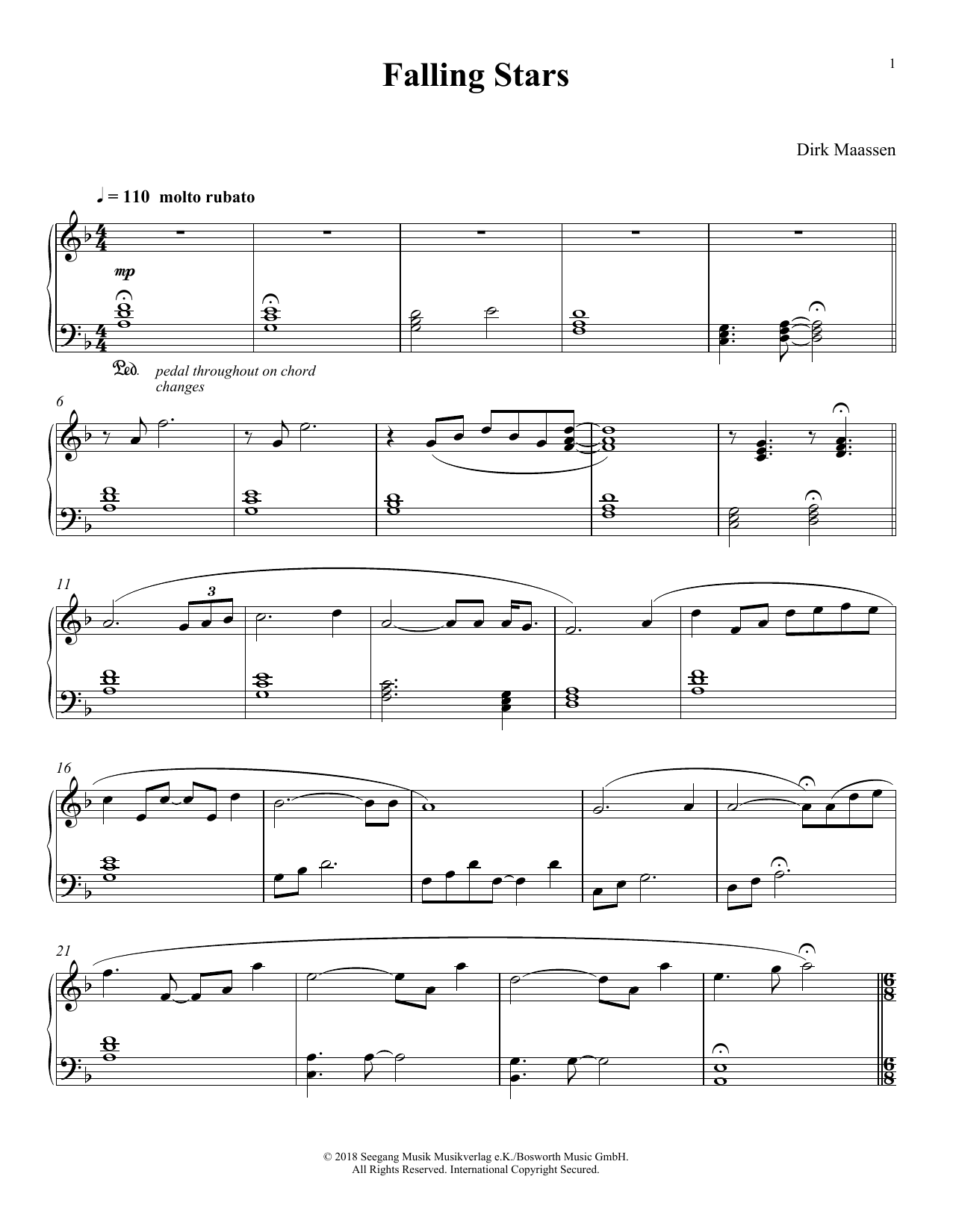Download Dirk Maassen Falling Stars Sheet Music and learn how to play Piano Solo PDF digital score in minutes