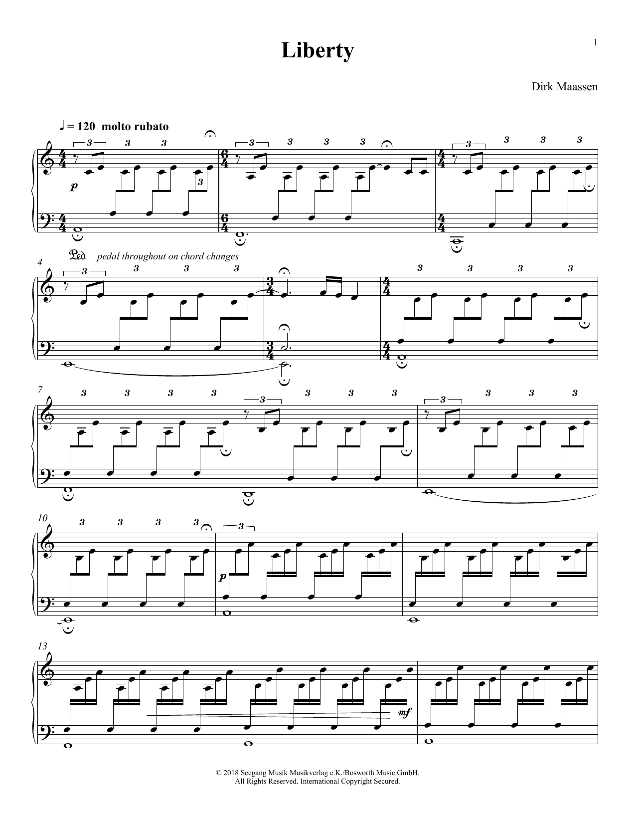 Download Dirk Maassen Liberty Sheet Music and learn how to play Piano Solo PDF digital score in minutes