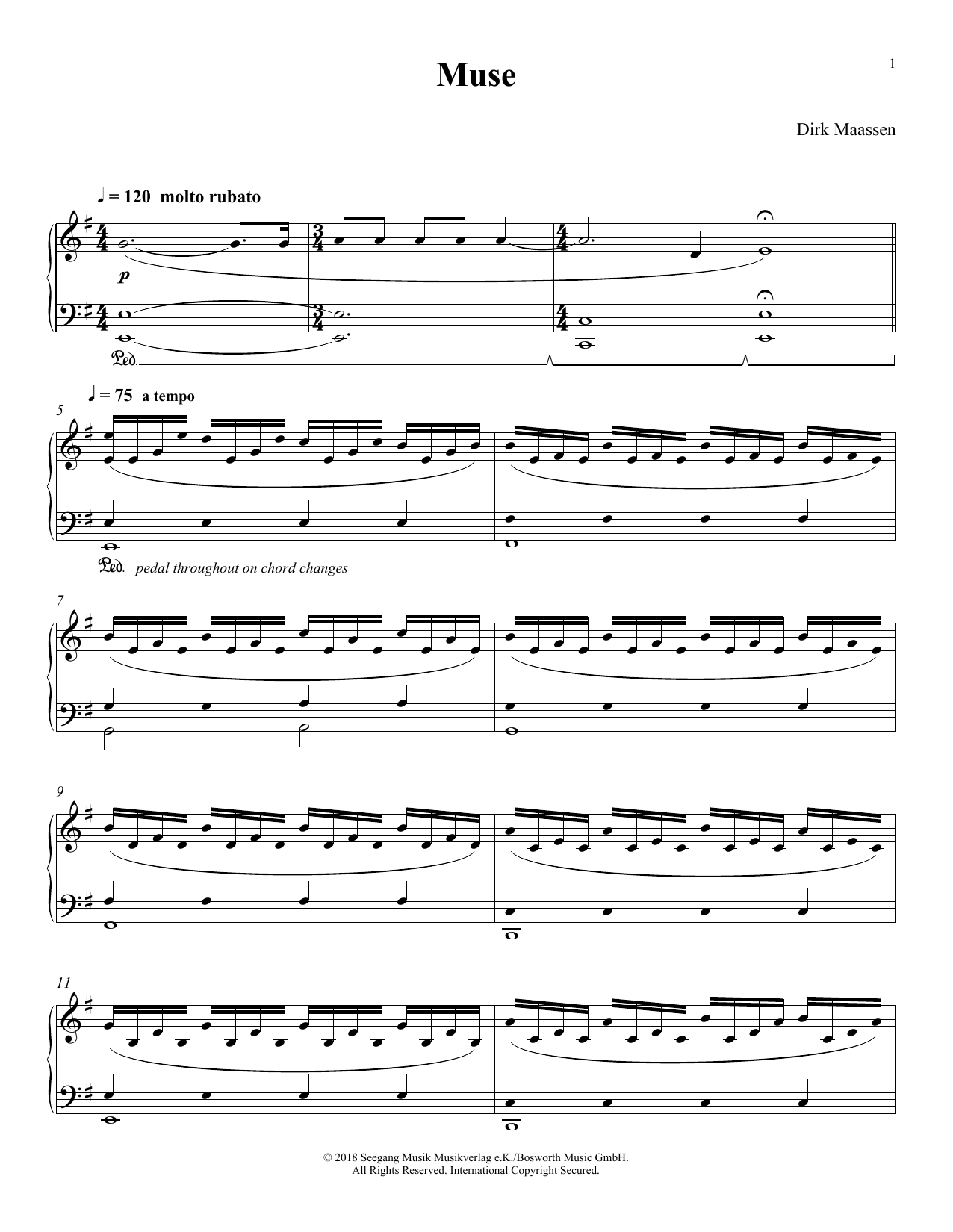 Download Dirk Maassen Muse Sheet Music and learn how to play Piano Solo PDF digital score in minutes