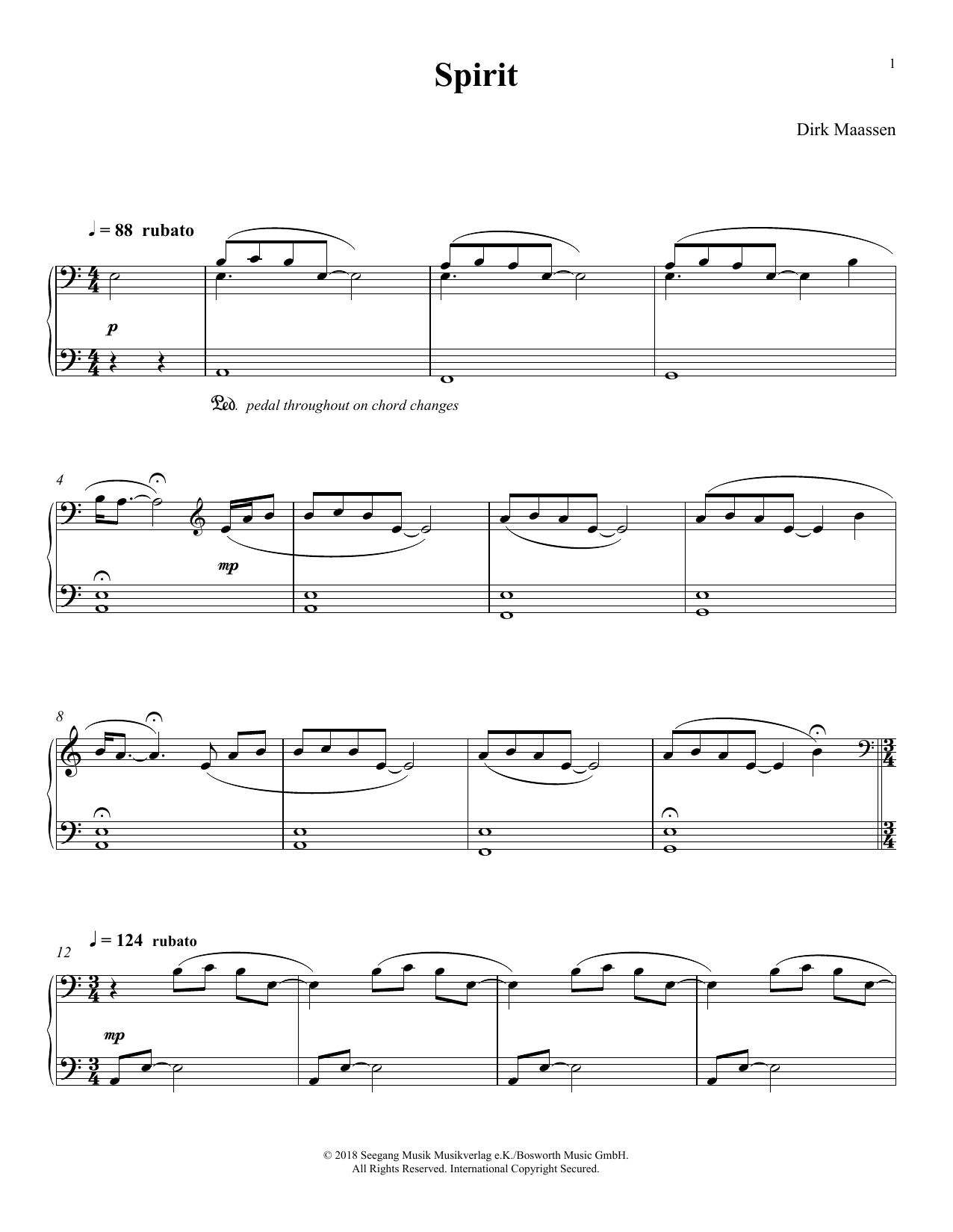 Download Dirk Maassen Spirit Sheet Music and learn how to play Piano Solo PDF digital score in minutes