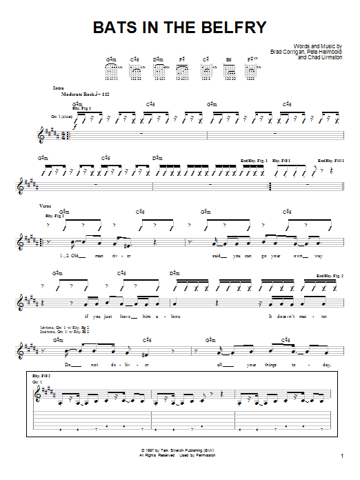 Download Dispatch Bats In The Belfry Sheet Music and learn how to play Guitar Tab PDF digital score in minutes