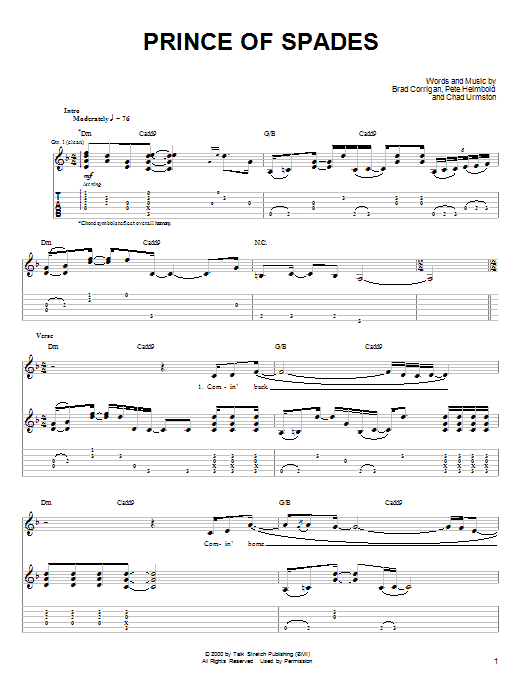 Download Dispatch Prince Of Spades Sheet Music and learn how to play Guitar Tab PDF digital score in minutes