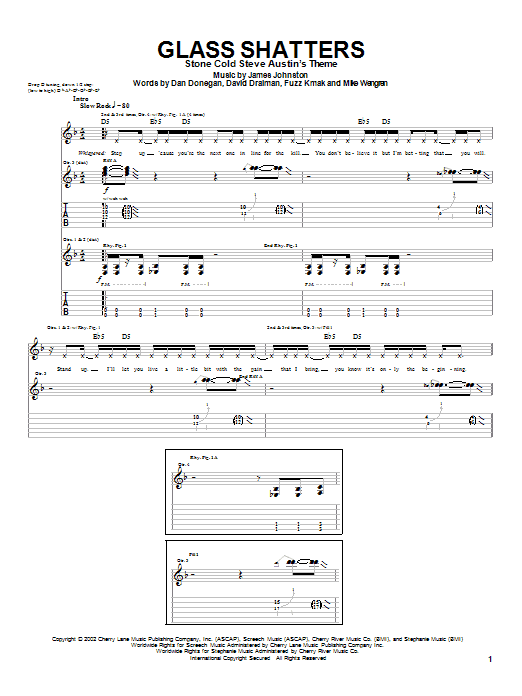 Download Disturbed Glass Shatters Sheet Music and learn how to play Guitar Tab PDF digital score in minutes