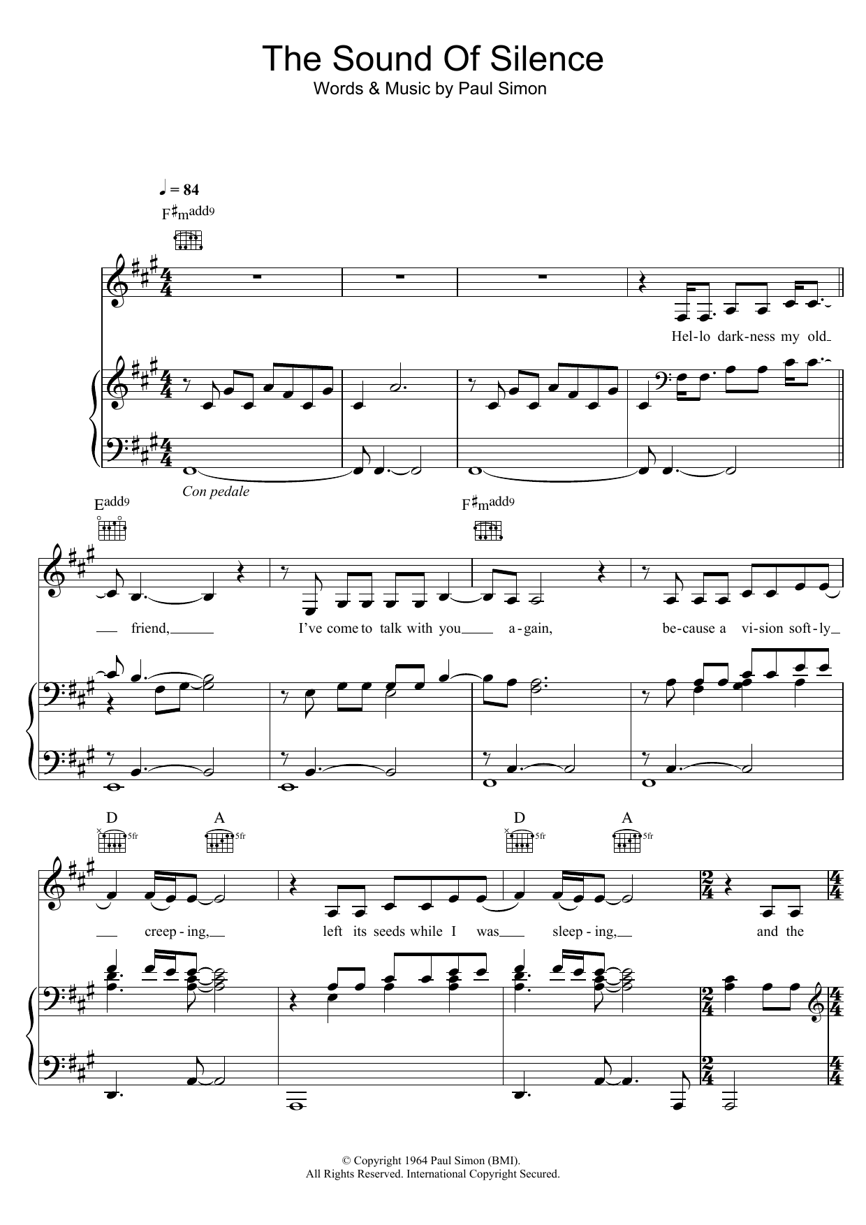 Download Simon & Garfunkel The Sound Of Silence Sheet Music and learn how to play Guitar Tab Play-Along PDF digital score in minutes