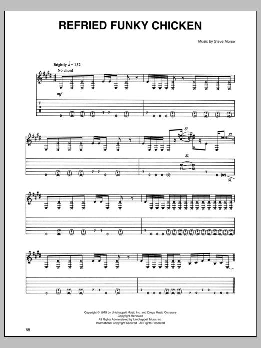 Download Dixie Dregs Refried Funky Chicken Sheet Music and learn how to play Guitar Tab PDF digital score in minutes