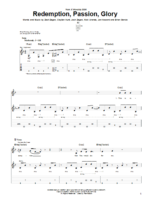 Download Dizmas Redemption, Passion, Glory Sheet Music and learn how to play Guitar Tab PDF digital score in minutes