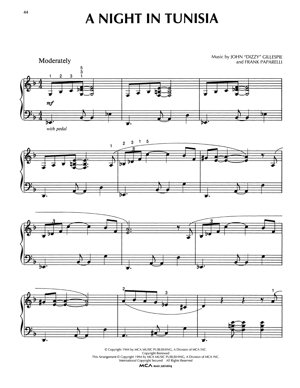 Download Dizzy Gillespie A Night In Tunisia (arr. Bill Boyd) Sheet Music and learn how to play Piano Solo PDF digital score in minutes
