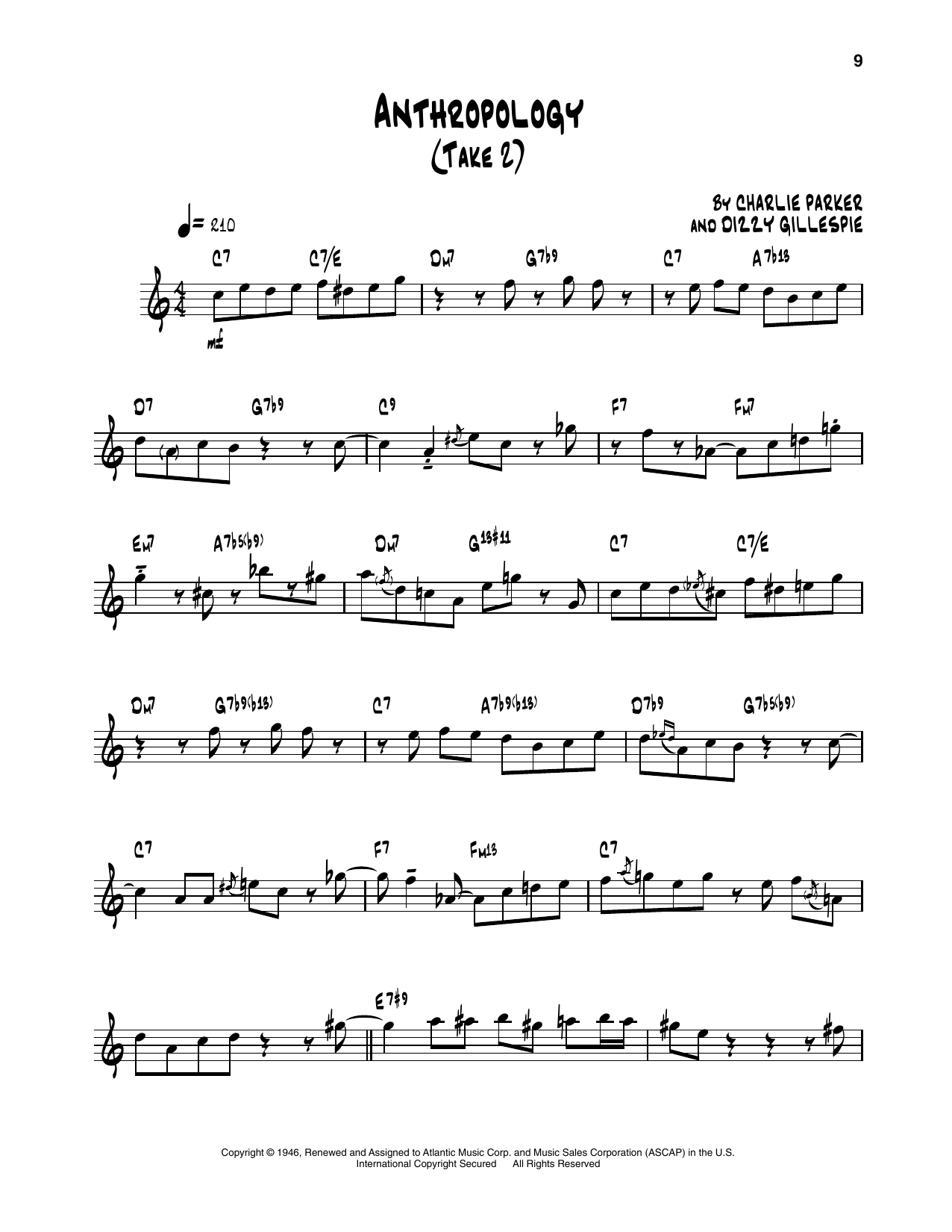 Download Dizzy Gillespie Anthropology (Take 2) Sheet Music and learn how to play Trumpet Transcription PDF digital score in minutes