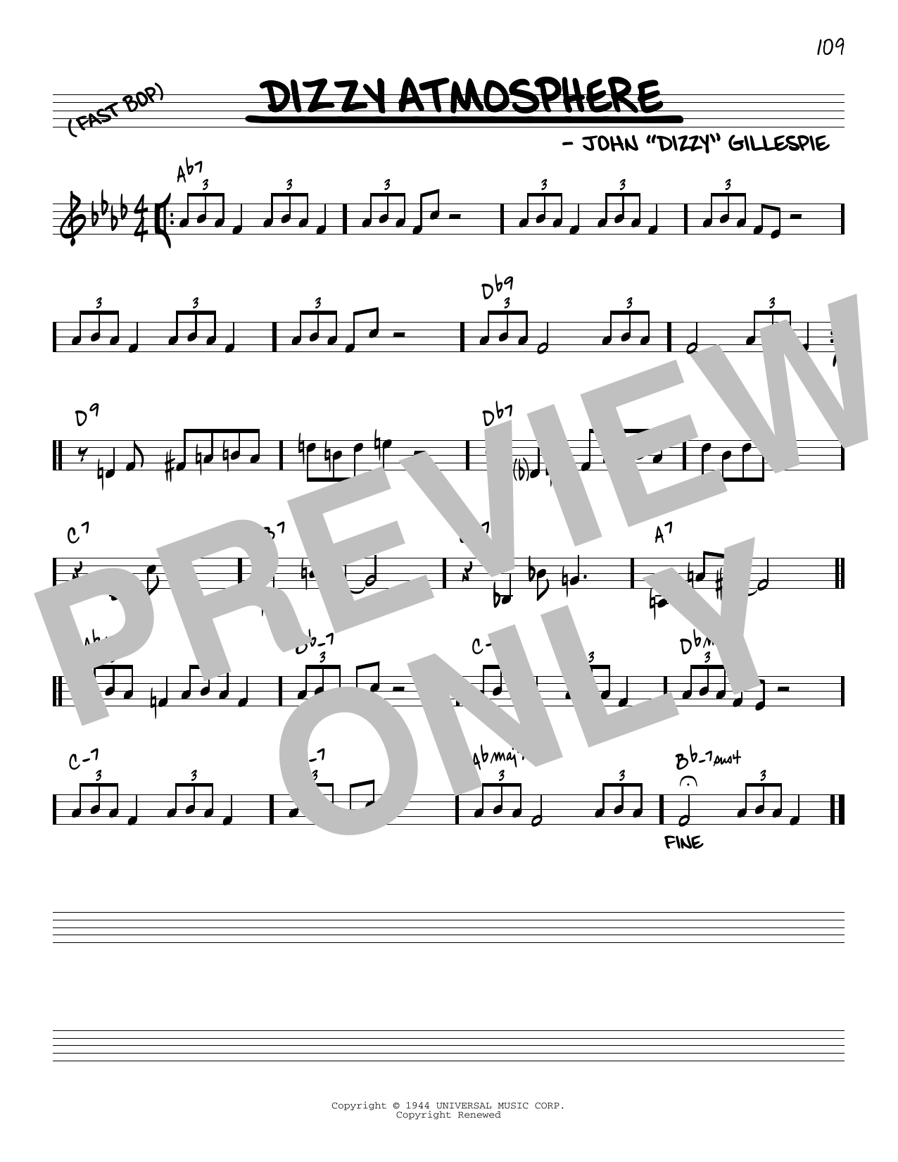 Download Dizzy Gillespie Dizzy Atmosphere [Reharmonized version] (arr. Jack Grassel) Sheet Music and learn how to play Real Book – Melody & Chords PDF digital score in minutes