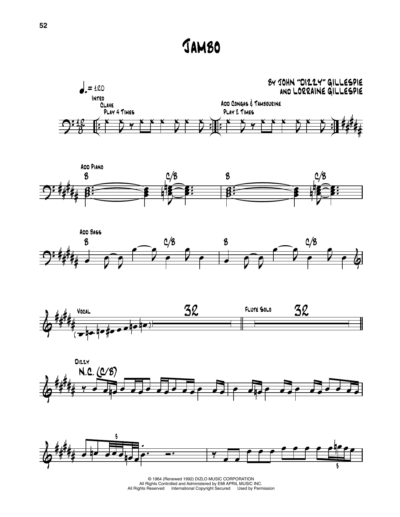 Download Dizzy Gillespie Jambo Sheet Music and learn how to play Trumpet Transcription PDF digital score in minutes