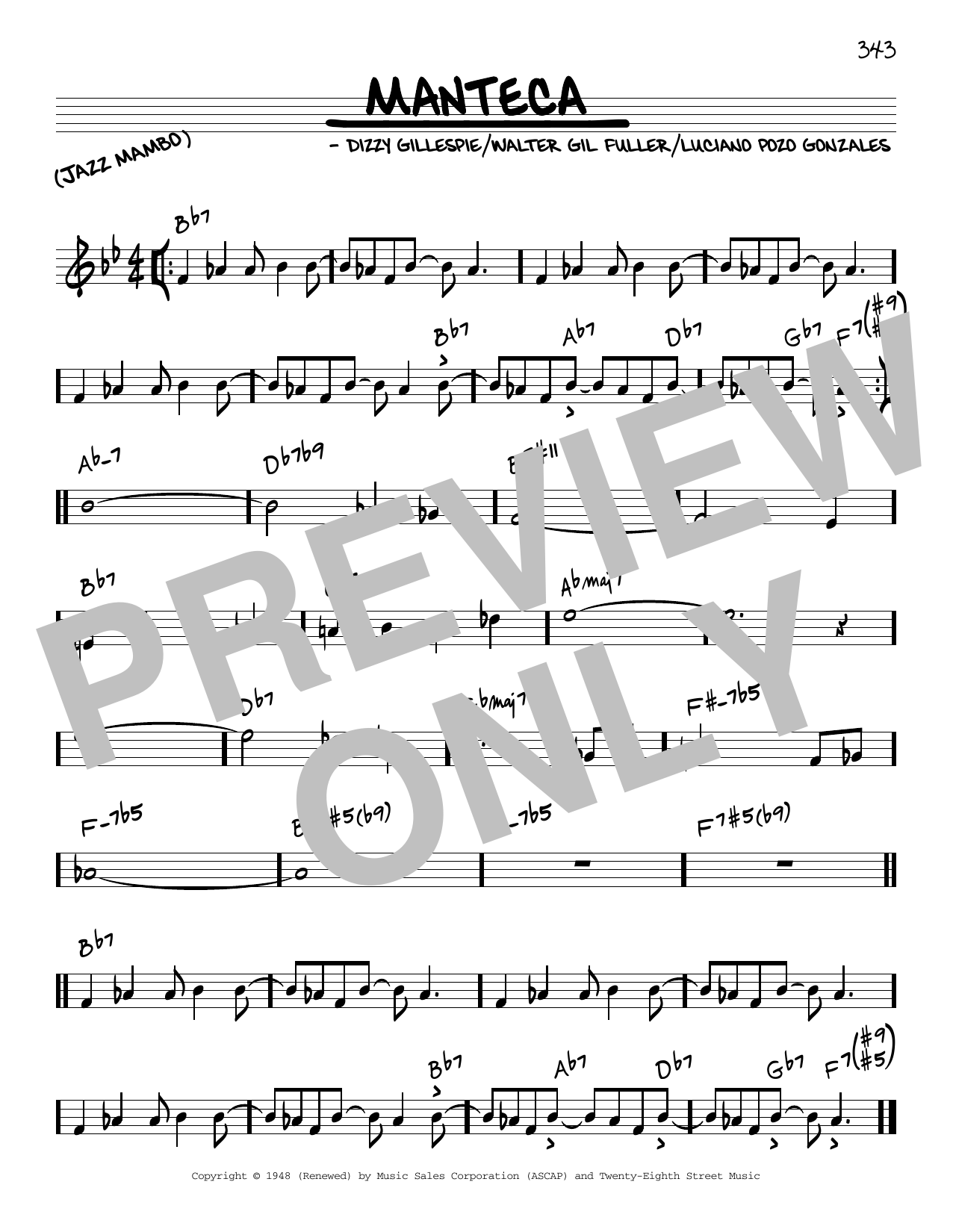 Download Dizzy Gillespie Manteca Sheet Music and learn how to play Piano Solo PDF digital score in minutes